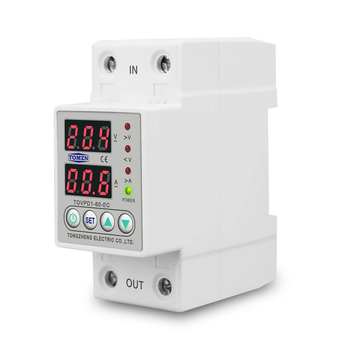60A 230V Din Rail Regolabile Sopra E Sotto Tensione Dispositivo di Protezione Protector Relay con Sopra La Corrente di Protezione Voltmetro