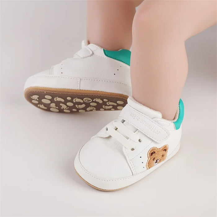 Infant Baby Boys Girls Moccasins Sneakers Bear Embroidery Soft Sole Flat Shoes Prewalker Anti-Slip Shoes First Walker Shoes