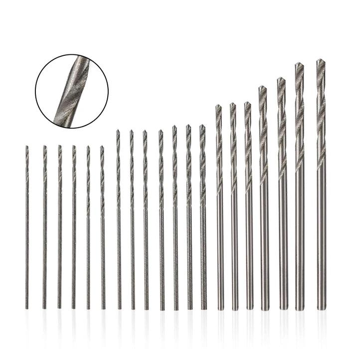Set di punte elicoidali da 20mm 0.3mm-1.6mm da 20 pezzi Mini punta da trapano HSS in acciaio ad alta velocità per strumento di perforazione del metallo in legno