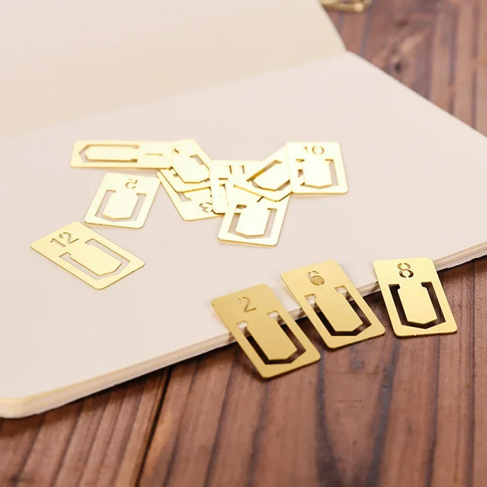 Segnalibro in rame da 12 pezzi Segnalibri in metallo retrò in ottone per notebook del viaggiatore Midori Accessori per pianificatori mensili Cancelleria vintage