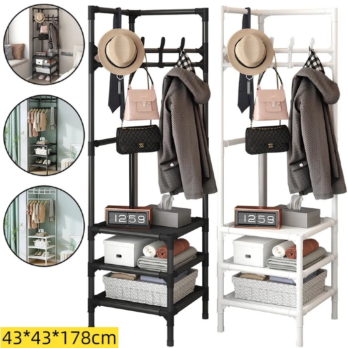 Appendiabiti ad angolo Appendiabiti multifunzione a 3 strati Scaffale per riporre abiti Appendiabiti ad angolo da pavimento