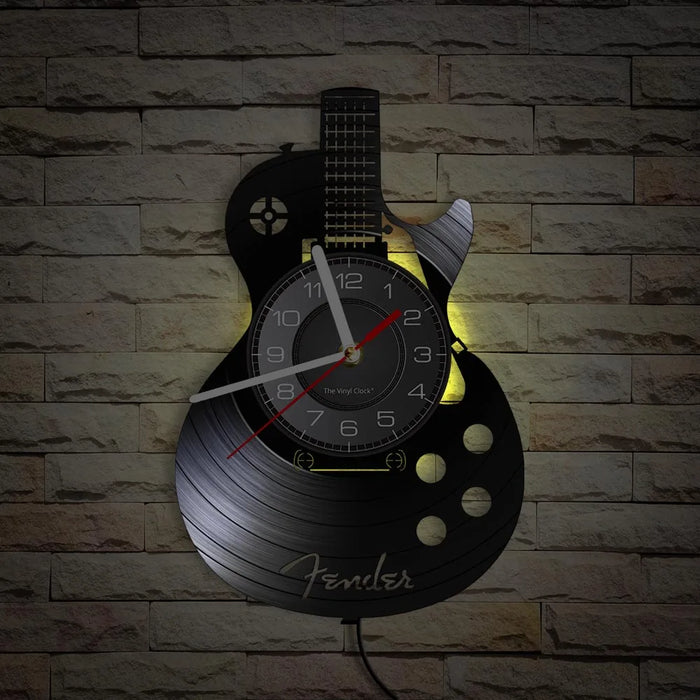 Chitarra acustica Wall Art orologio da parete strumento musicale Home Interior Wall Decor vinile Record orologio da parete Rock n Roll regalo musicale