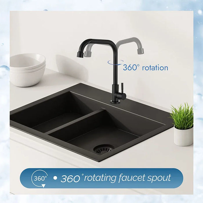 G1/2 rubinetto da cucina in acciaio inossidabile nero depuratore d'acqua rubinetti per acqua fredda a testa singola rubinetto con maniglia per montaggio su ponte di rotazione 9/16