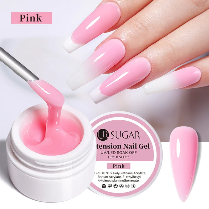 UR SUGAR 7.5ml Gel per unghie con estensione acrilica Costruzione rapida Smalto gel rosa trasparente Punte per unghie Estensione gel per unghie Nail Art Soak Off