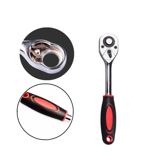 Krachtige 1/4" 3/8" 1/2" Chiave a cricchetto 24 denti per presa a sgancio rapido Chiave a testa quadrata Utensili manuali