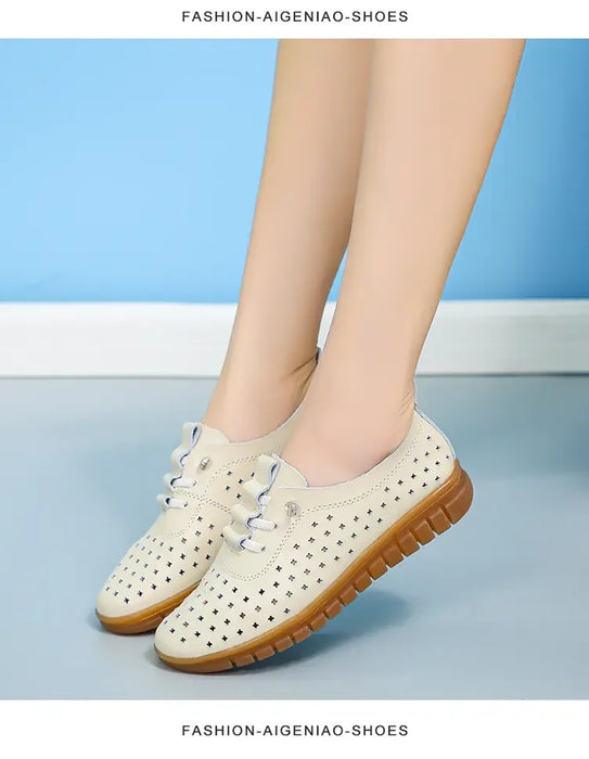 Mocassini estivi in vera pelle Scarpe casual da donna Mocassini Calzature da donna con punta morbida Scarpe basse da donna bianche