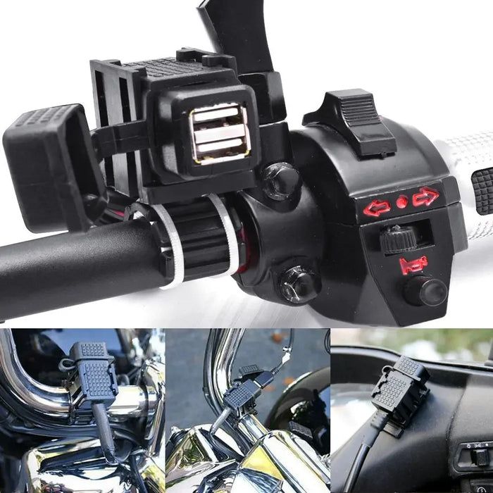 Adattatore di alimentazione presa caricatore doppia USB per moto 4.2A con cavo da 160 cm per telefono BMW DIN Hella Plug / iPhone / GPS SatNav