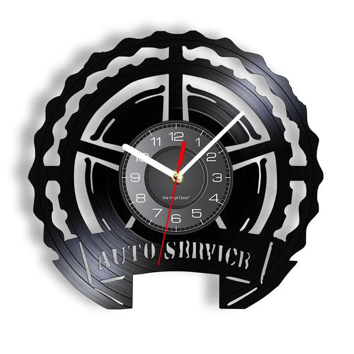 Negozio di riparazione Auto Wall Sign decorativo moderno orologio da parete Auto servizio meccanico officina vinile Record Clock Garage riparatore regalo