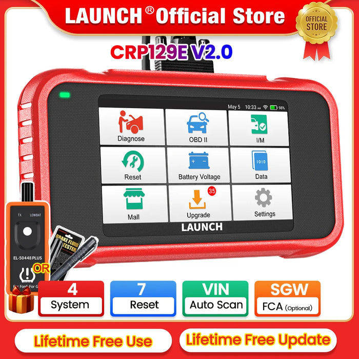 LANCIO X431 CRP129E Strumenti diagnostici OBD2 Motore OBD automatico ABS SRS AT Lettore di codici Scanner TPMS Olio SAS EPB ETS Reset per auto Aggiornamento gratuito Wi-Fi