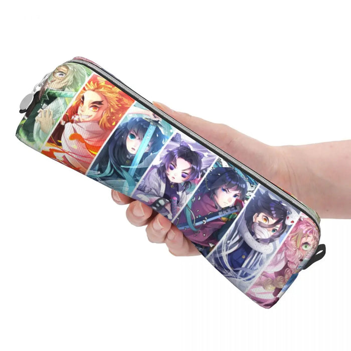 Demon Sayer Kamado Nezuko astuccio Kochou Shinobu astuccio portapenne per studenti borse di grande capacità cancelleria per ufficio con cerniera