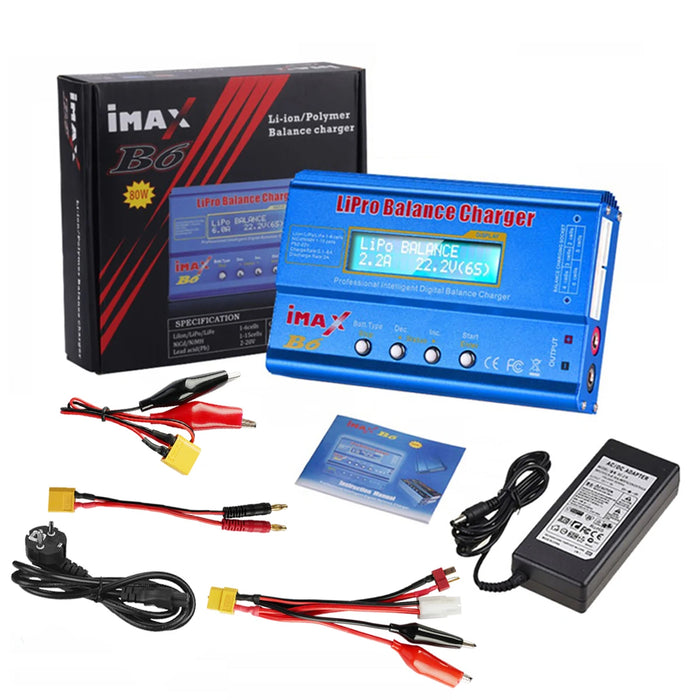 Caricabatteria multifunzione IMAX B6 80W per Lipo Li-ion LiFe NiMh Ni-Cd PB RC Balance Scaricatore + Adattatore 15V 6A Opzionale