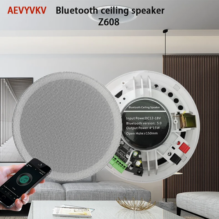 Altoparlante da soffitto attivo da 6 pollici 15W altoparlante impermeabile bluetooth integrato amplificatore digitale di classe D altoparlanti musicali per la casa intelligente