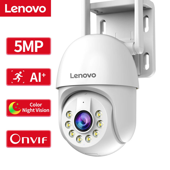 Lenovo 3MP 5MP PTZ WIFI IP Camera Audio CCTV sorveglianza Smart Home Outdoor 4X Zoom digitale visione notturna a colori impermeabile