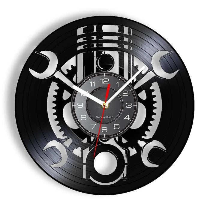 Negozio di riparazione Auto Wall Sign decorativo moderno orologio da parete Auto servizio meccanico officina vinile Record Clock Garage riparatore regalo