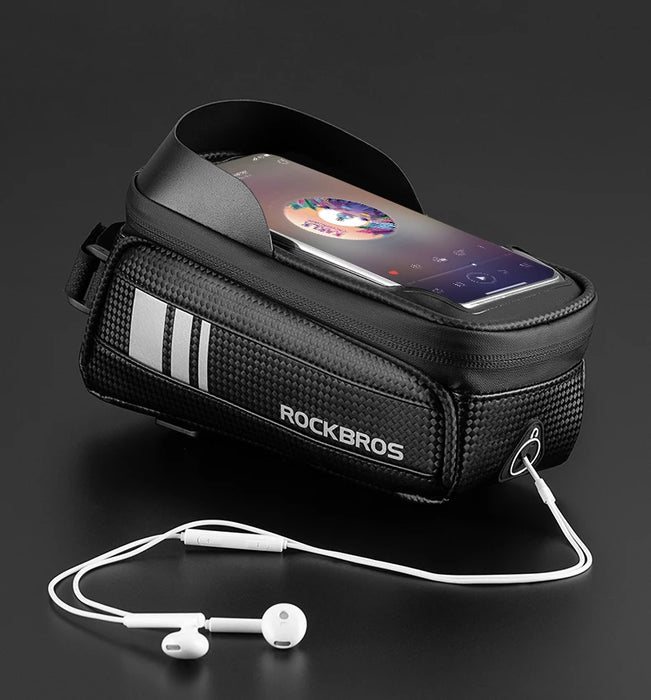 Borsa da bicicletta ROCKBROS borsa da ciclismo impermeabile con Touch Screen telaio del tubo anteriore superiore borsa da bici da strada MTB 6.5 custodia per telefono accessori per bici