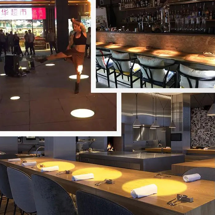 Faretti zoom da palcoscenico per teatro, luci a binario per proiettore con logo con messa a fuoco a LED, luci Gobo industriali per matrimoni in negozi di ristoranti aziendali