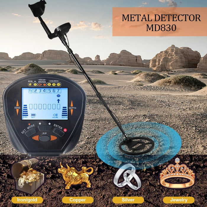 Metal Detector profondità sotterranea 2.5m ricerca Scanner rilevatore d'oro ad alta precisione cacciatore di tesori rilevamento Pinpointer MD830