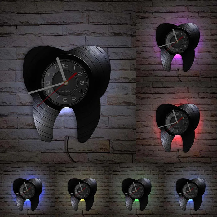 Attrezzature Dental Office Denti dentista Segno di Parete Orologio Decorativo Ortodontista Disco In Vinile Orologio Da Parete Infermiera Apprezzamento Regalo