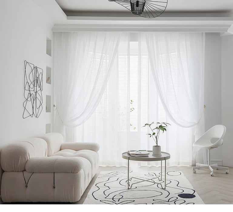 Europa Tenda bianca solida Finestra Tende in tulle trasparente per soggiorno Cucina Trattamenti per finestre moderne Tende in voile Tende