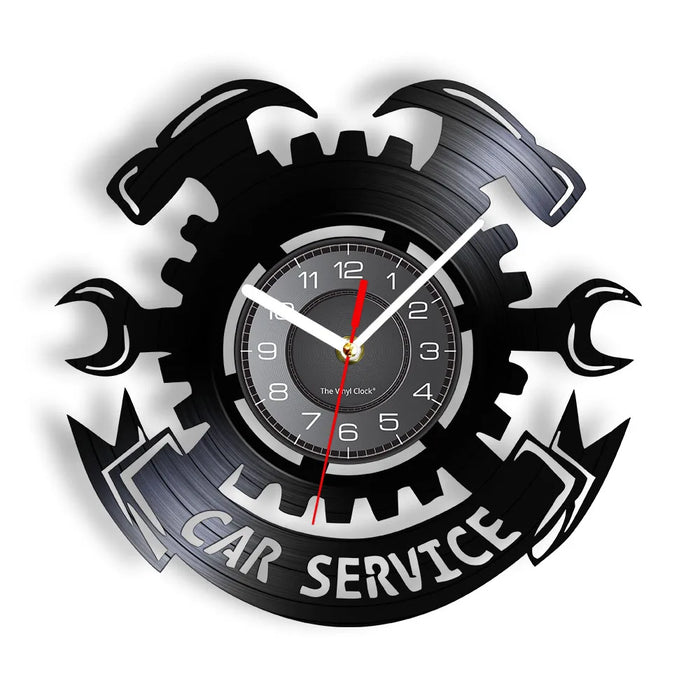Negozio di riparazione Auto Wall Sign decorativo moderno orologio da parete Auto servizio meccanico officina vinile Record Clock Garage riparatore regalo