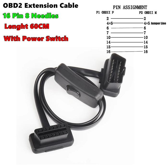 OBD2 16Pin Maschio Connettore Per ELM327 Adattatore di Estensione Cavo OBD OBDII EOBD ODB2 16 Pin OBD 2 Adattatore di Apertura Cavo Femmina