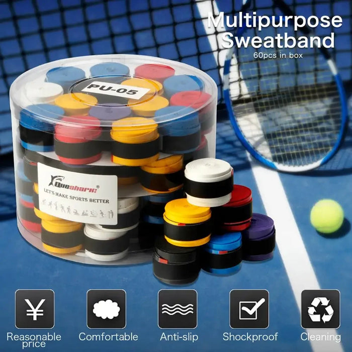 60 pz/lotto Bianco Nero Colorato Rivestito Tennis Overgrips Badminton Grip Racchetta Da Tennis Nastri Canna Da Pesca Fasce 0.6mm 0.7mm