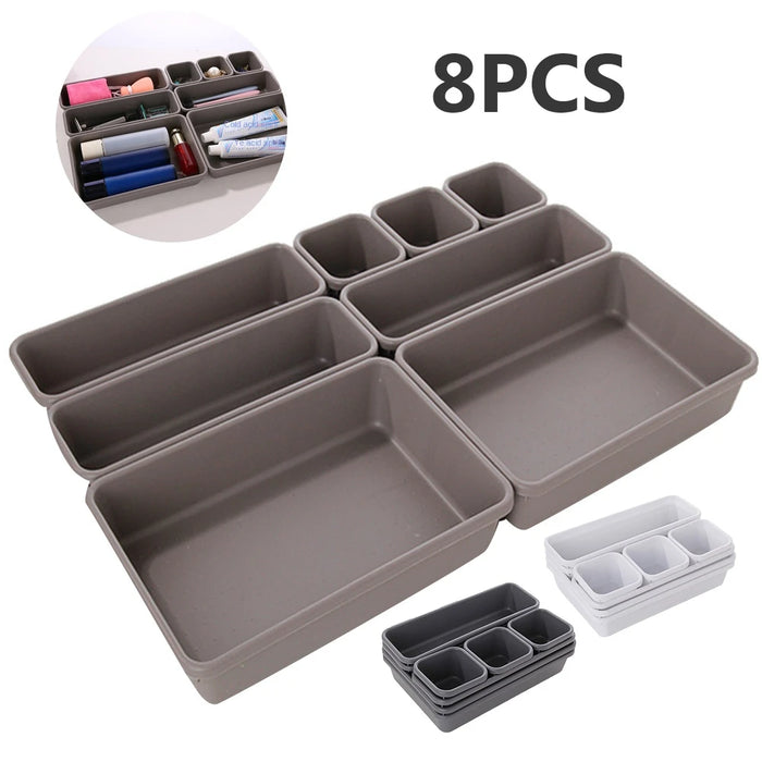 8 pz/set cassetti regolabili Organizer Box vassoi Make Up cosmetici articoli vari divisore supporto cucina bagno armadio portagioie