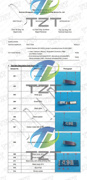 TZT Modulo OLED da 0,91 pollici Bianco/Blu OLED 128X32 OLED Modulo display LCD a LED 0,91 "IIC Comunicare per Arduino ROHS
