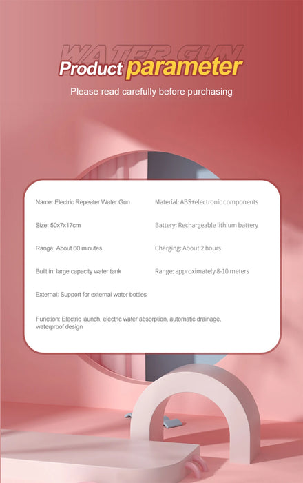 Pistola elettrica automatica per stoccaggio dell'acqua, giocattoli portatili per bambini, spiaggia estiva, combattimento all'aperto, fantasia, pistola a spruzzo, giocattoli, ragazzo, bambino, gioco per adulti