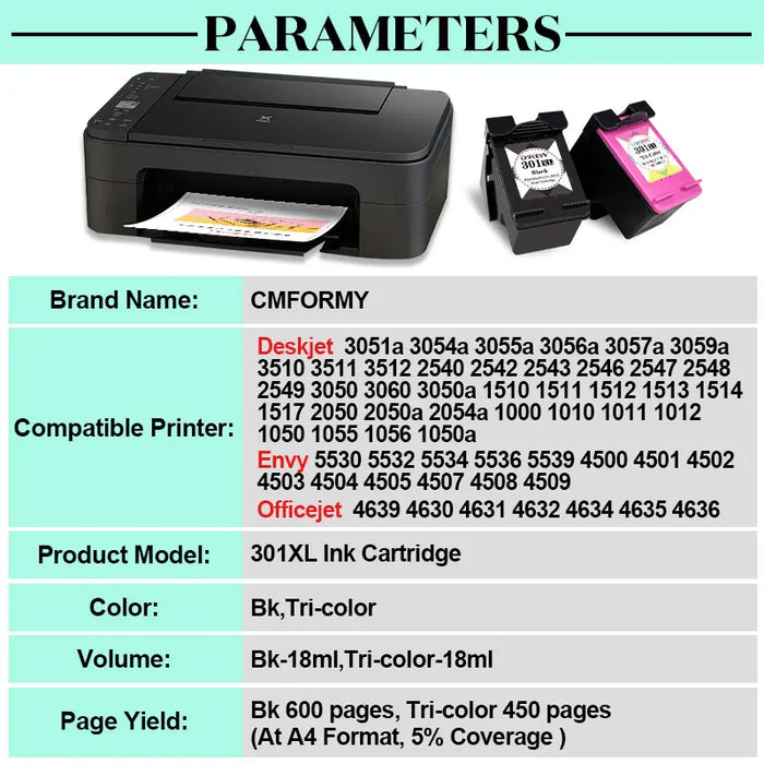 Cartuccia d'inchiostro rigenerata Royek compatibile per HP 301 301XL inchiostro DeskJet 1050 2050 3050 2150 1510 2540 cartucce per stampante XL
