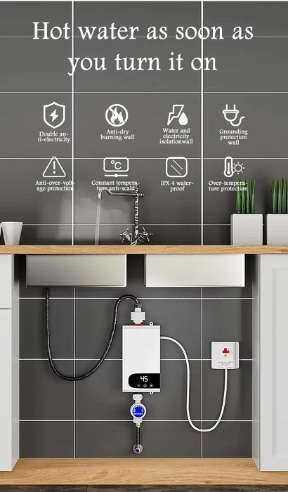 5500W Più Nuovo Scaldabagno Riscaldatore di Acqua Istantaneo Senza Serbatoio Rubinetto Istantaneo Rubinetto Della Cucina Gru di Acqua Calda LED Digitale
