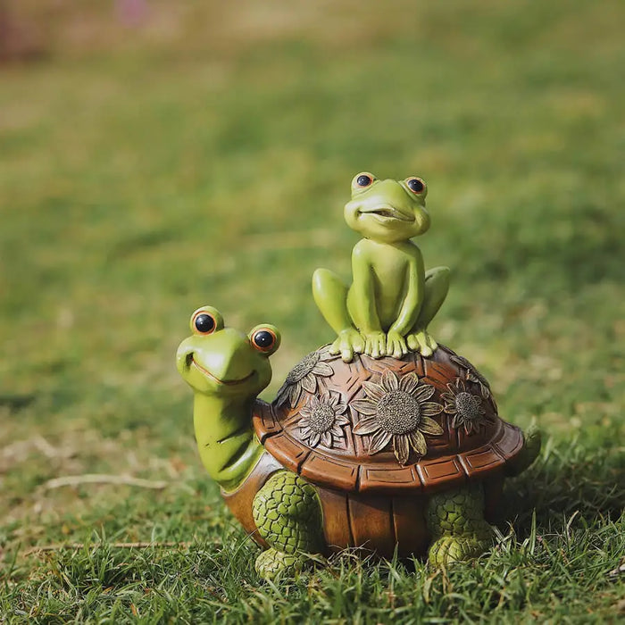 Carino tartaruga e rane scultura in resina decorazione del giardino di casa ornamenti statua animale per la decorazione del giardino della stanza del partito regalo divertente