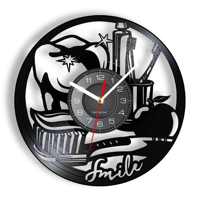 Attrezzature Dental Office Denti dentista Segno di Parete Orologio Decorativo Ortodontista Disco In Vinile Orologio Da Parete Infermiera Apprezzamento Regalo