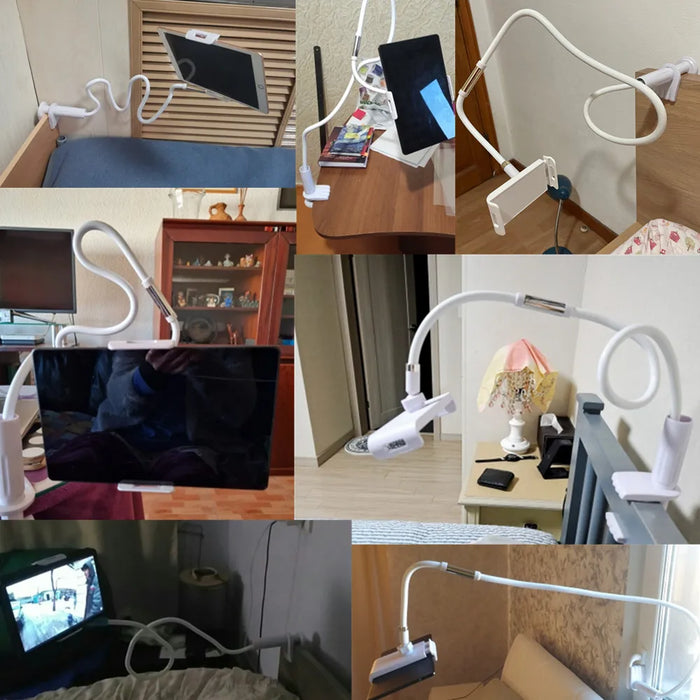 Supporto flessibile per tablet con braccio lungo per scrivania da letto Supporto per tablet per telefono da 5-11 '' per Xiaomi Huawei Samsung Teclast Supporto per linguetta per iPad