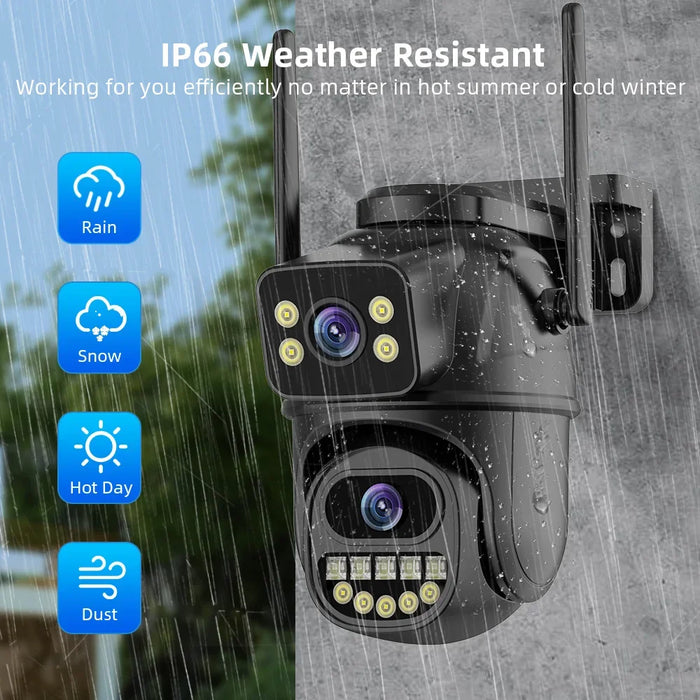 Telecamera di sorveglianza WiFi BELIA 4K 8MP, doppia lente, Zoom digitale 4X, rilevamento umano AI, ONVIF, telecamere IP PTZ di sicurezza esterna