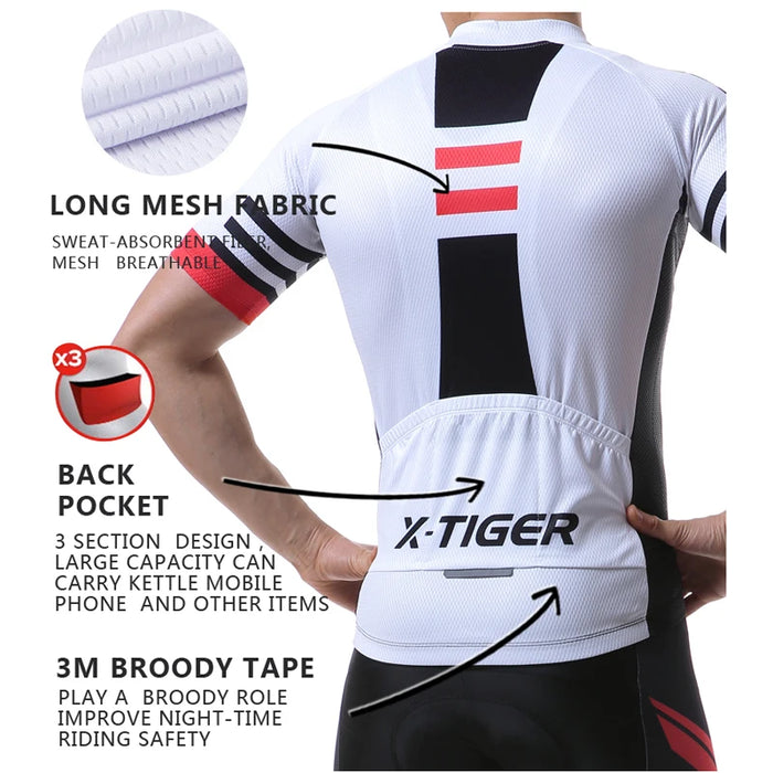 X-tiger Set da ciclismo Uniforme da bici Maglia da ciclismo estiva Set Maglie da bicicletta da strada Abbigliamento da bicicletta MTB Abbigliamento da ciclismo traspirante