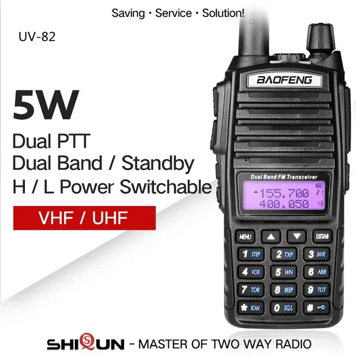 Aggiornamento BaoFeng UV-82 8W Opzionale 5W Baofeng UV 82 Walkie Talkie 10 KM Baofeng 8W Ham Radio 10KM Dual PTT 82HP UV-9R GT-3TP UV-5R