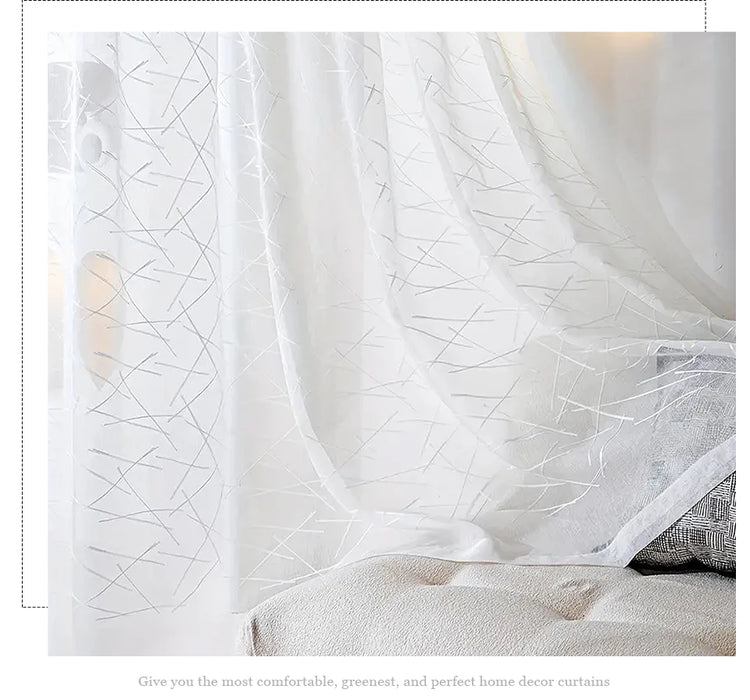 Nuove tende in tulle con ricamo bianco geometrico per il soggiorno Tenda trasparente moderna per finestra della camera da letto Voile cieco Dimensioni personalizzate