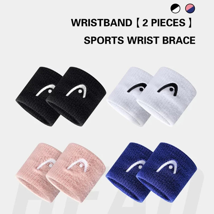 HEAD Tennis Badminton Wristband ricamo Sport Wristband cotone comodo assorbire il sudore che pulisce il polsino antiscivolo