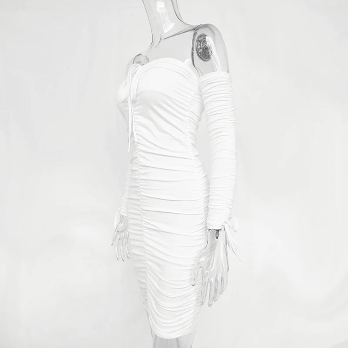 Articat Donne Autunno Inverno Vestito Dalla Fasciatura Delle Donne 2022 Sexy Off Spalla Manica Lunga Sottile Elastico Aderente Abiti Da Festa Abiti