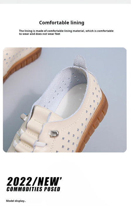 Mocassini estivi in vera pelle Scarpe casual da donna Mocassini Calzature da donna con punta morbida Scarpe basse da donna bianche