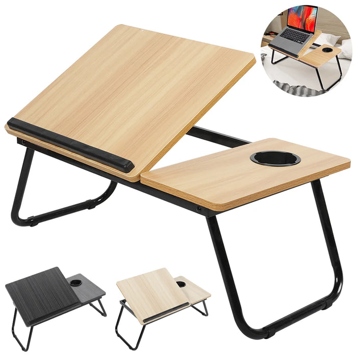 Scrivania pieghevole Tavolo per laptop per letto e divano Scrivania per laptop Regolazione dell'altezza a 5 livelli con portabicchieri Tavolo multifunzione