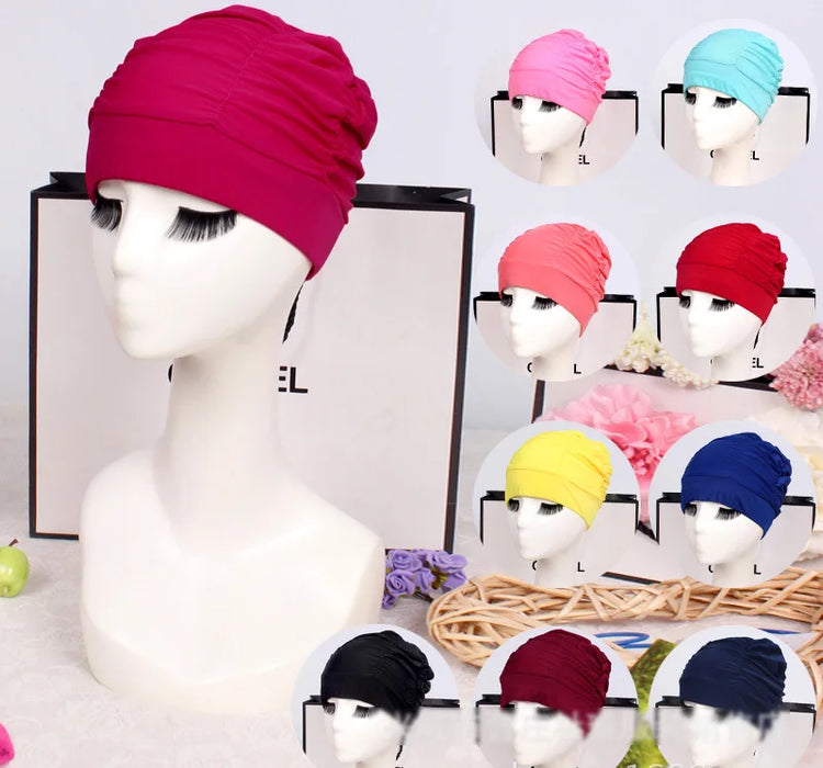 Cuffia da nuoto per capelli lunghi da donna sexy da donna, cappello elasticizzato, drappeggio, cuffia da bagno, drappeggio, sport elasticizzato, piega al mare