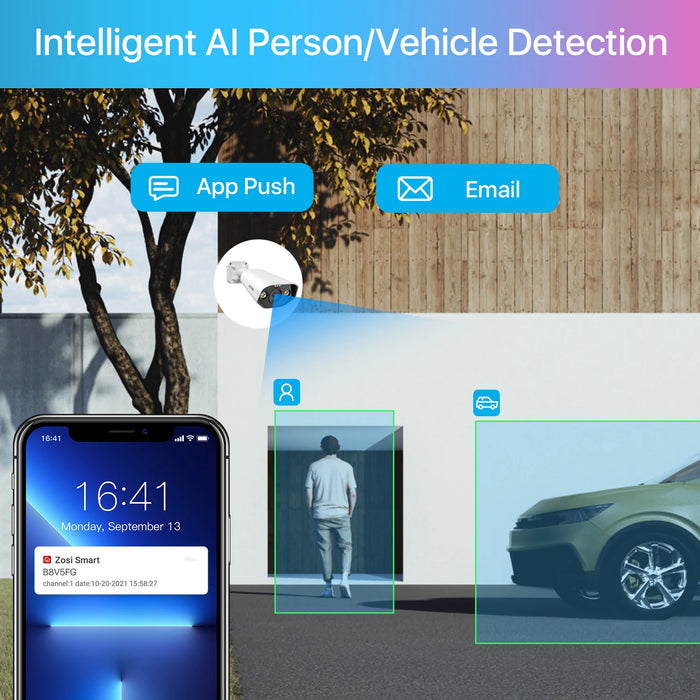 ZOSI 8CH POE Kit di videosorveglianza 4K 8MP 5MP Super HD Telecamere IP esterne AI Starlight Visione notturna Sistema di telecamere di sicurezza CCTV