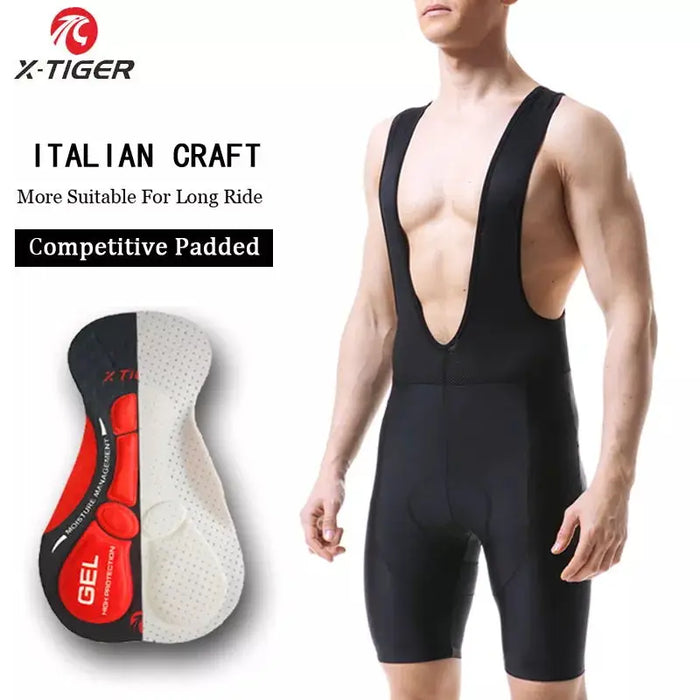 Pantaloncini da ciclismo da uomo X-TIGER pantaloncini da bici antiurto MTB pantaloncini da bicicletta traspiranti estivi con collant con bretelle imbottite in Gel Coolmax 5D