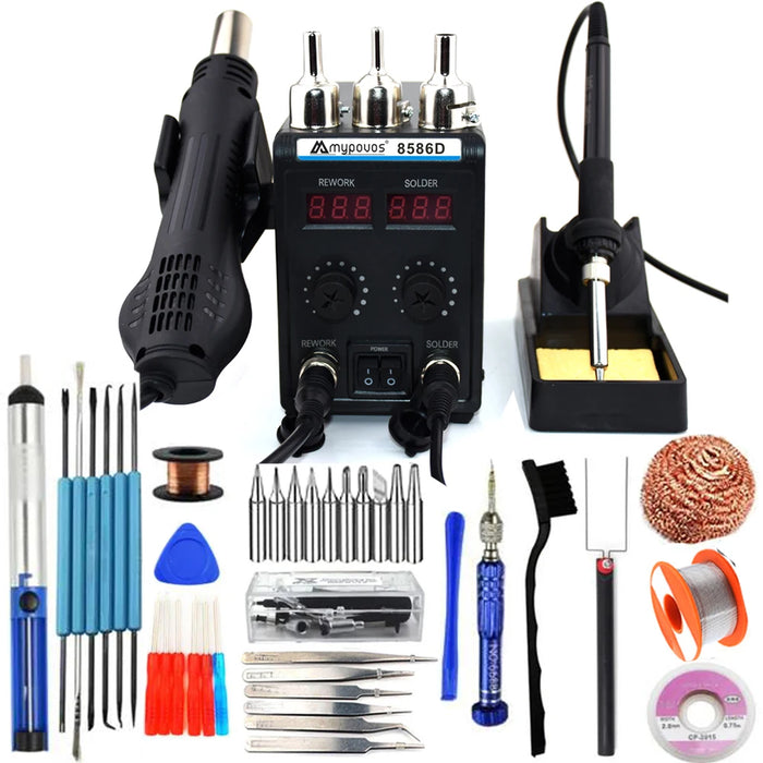 Stazione di saldatura 750W 8586D 2 IN 1 pistola ad aria calda LCD doppio Display digitale saldatore elettrico stazione di rilavorazione per saldatura SMD