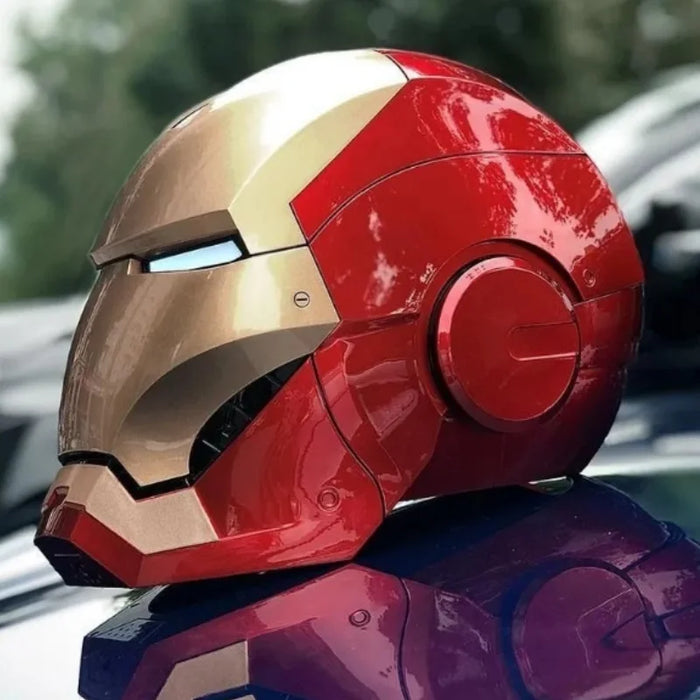 Casco Iron Man MK Jarvis cappa con apertura e chiusura automatica indossabile, cappuccio luminoso deformabile, giocattolo con braccio meccanico