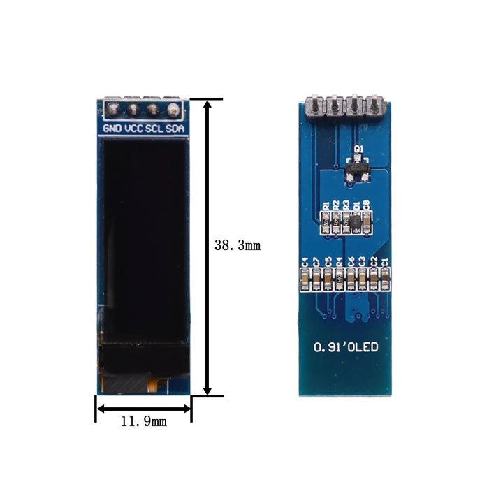 Modulo schermo LCD LED OLED da 0,91 pollici 12832 colore bianco e blu 128X32 0,91 "IIC comunicare 3,3 V-5 V per Arduino PIC