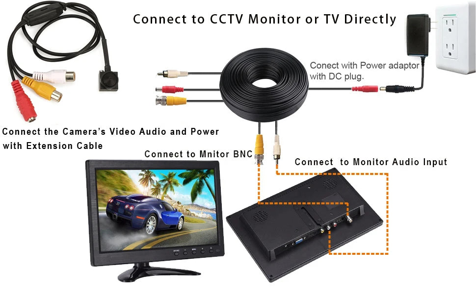 Uvusee CCTV 1/3 CCD 1000TVL Mini telecamera di sorveglianza di sicurezza HD ad angolo più ampio da 3,7 mm con microfono audio