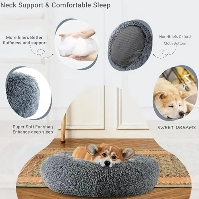 Lettino rotondo per animali domestici da 40-90cm per letto per cani di grandi dimensioni letto per gatti Super morbido casa per cani lunga in peluche per cani di taglia media inverno caldo sonno